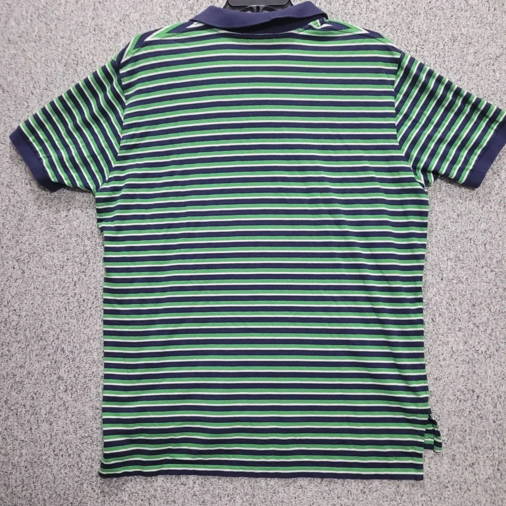 Polo Ralph Lauren Mens XL Blue Green Striped Short Sleeve Cotton Polo Shirt